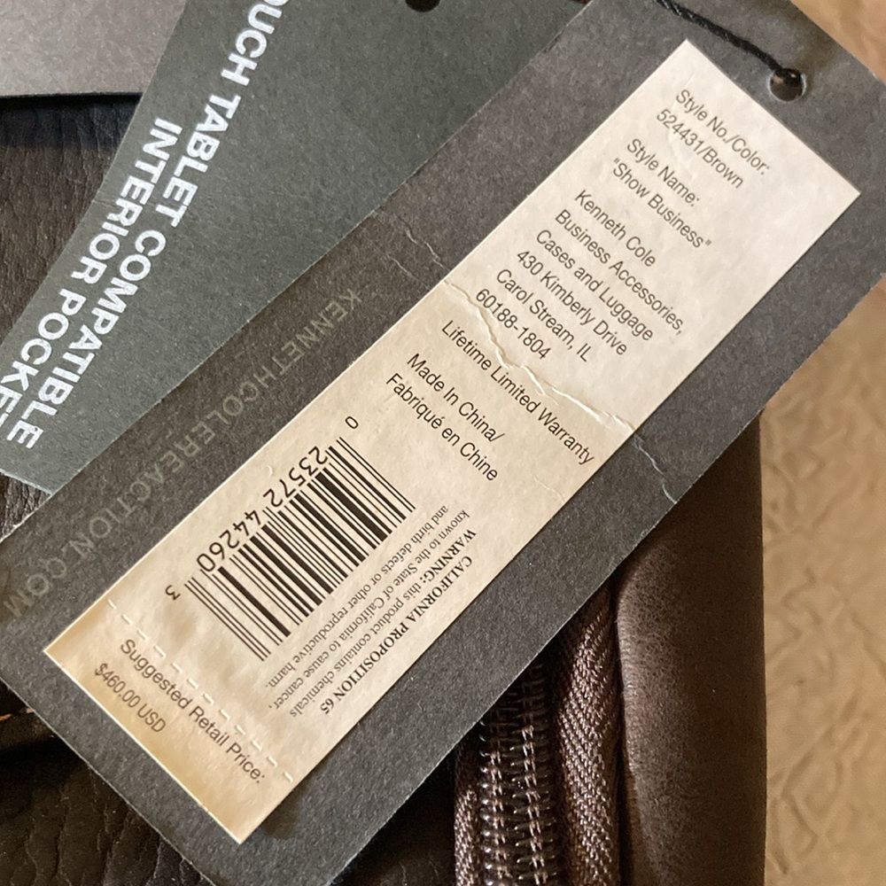 NWT Kenneth Cole Reaction Leather Show Business Design Laptop Bag Briefcase - Picture 9 of 16